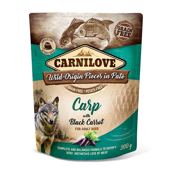 Carnilove au poisson carpe et carotte noire – Sans céréales, riche en protéines et antioxydants pour une alimentation équilibrée.